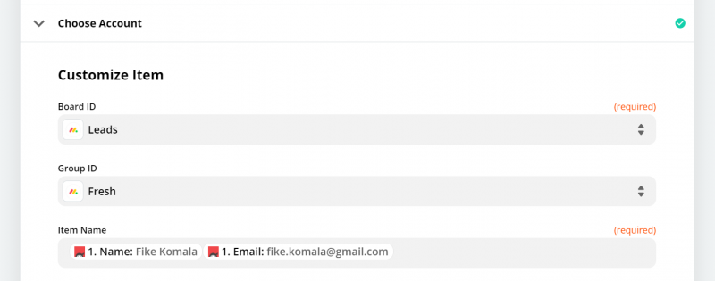 monday.com fields in zapier