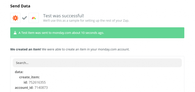 test integration between monday.com and wordpress from zapier