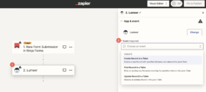 Select your Lumeer event with Zapier