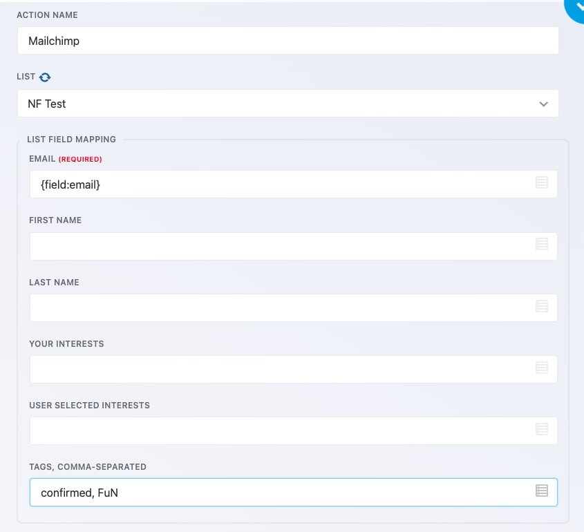 Comma separated tags in Mailchimp
