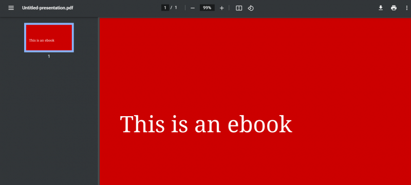single page pdf ebook as an example