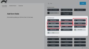 List fields found within the Common Fields section of the form builder