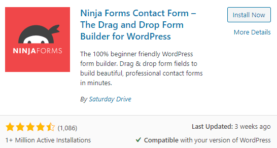 Ninja Forms in wordpress.com plugin marketplace