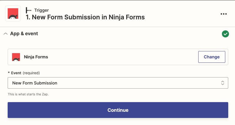 Zapier Trigger action for Ninja Forms