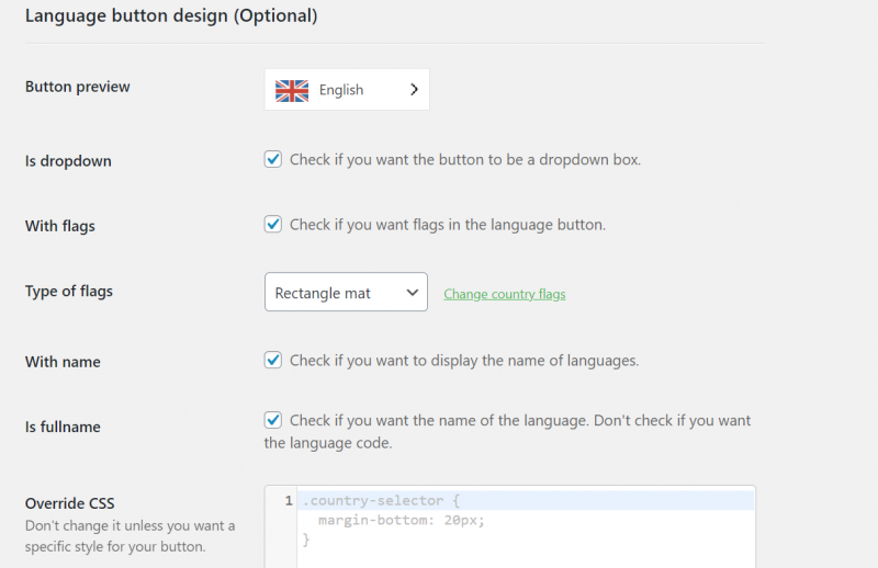 change language button design in weglot