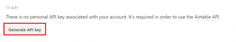 generate api key on airtable