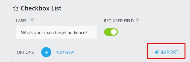 import button in the ninja forms list field