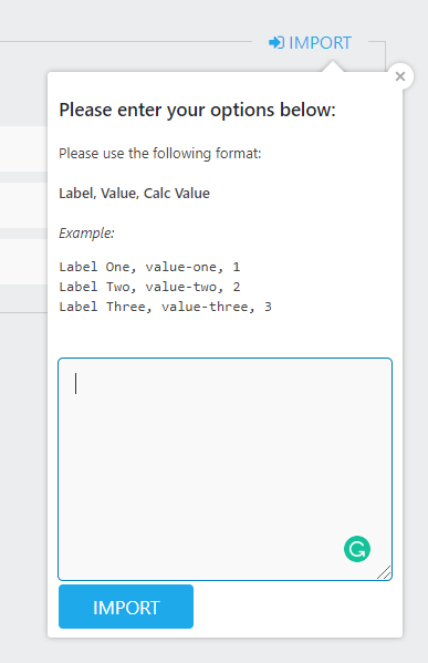 import feature for list fields in Ninja Forms