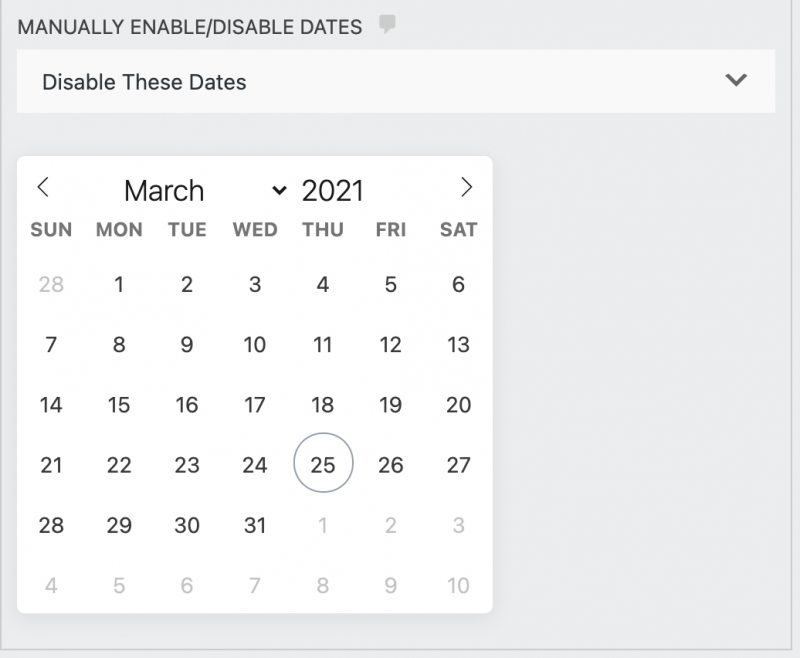 Manually Enable/Disable Dates