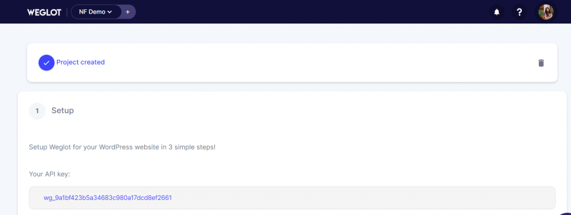 setup weglot api key for WordPress form translation