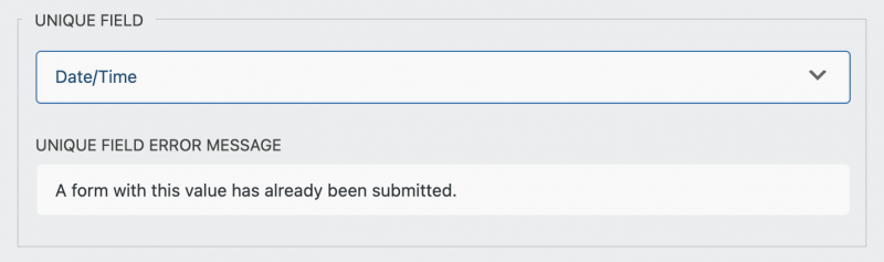 Date/Time Unique Field