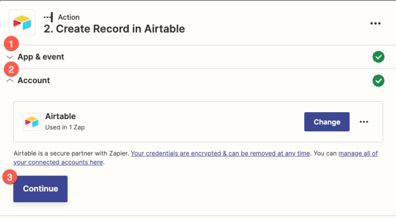 Configure the Action for Airtable