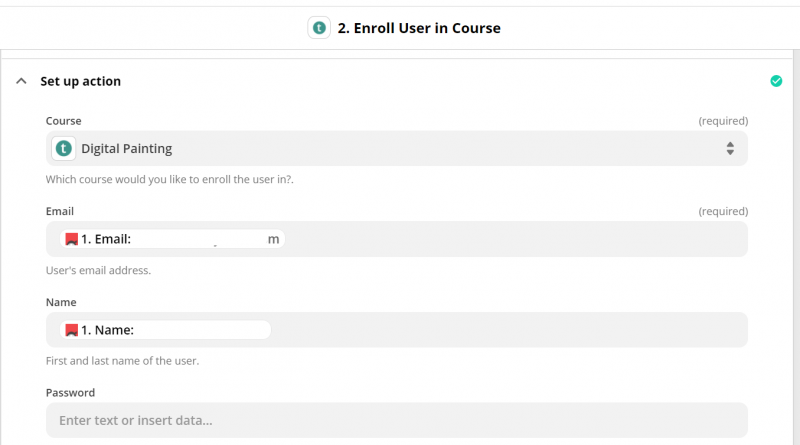 mapping out fields from ninja forms to teachable in zapier