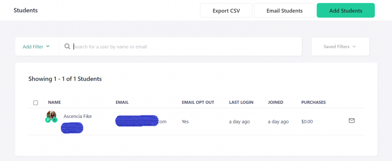 the test data from zapier in teachable