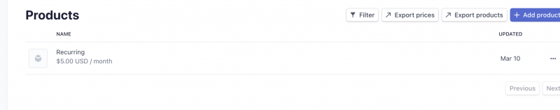 image Stripe Recurring Products in the Stripe account