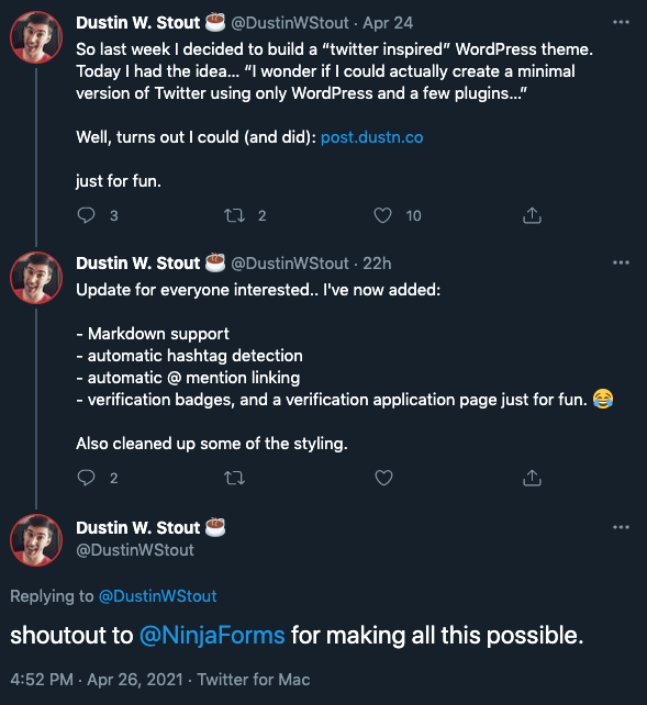 Ninja Forms Minimal Version of Twitter