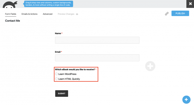 Success Message Selection