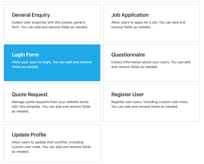 Ninja Forms User Management add-on options