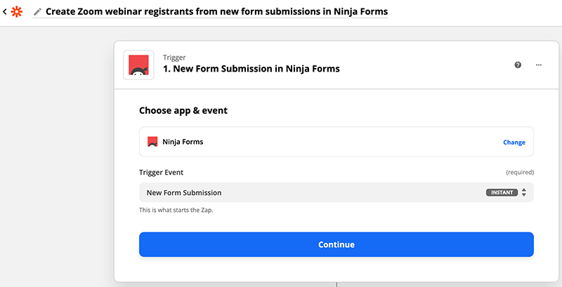 adding Ninja Form to Zapier