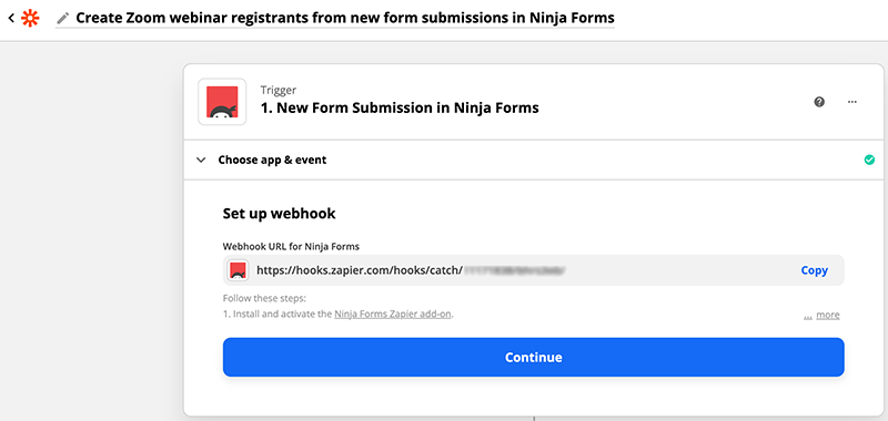 Zapier Ninja Forms integration