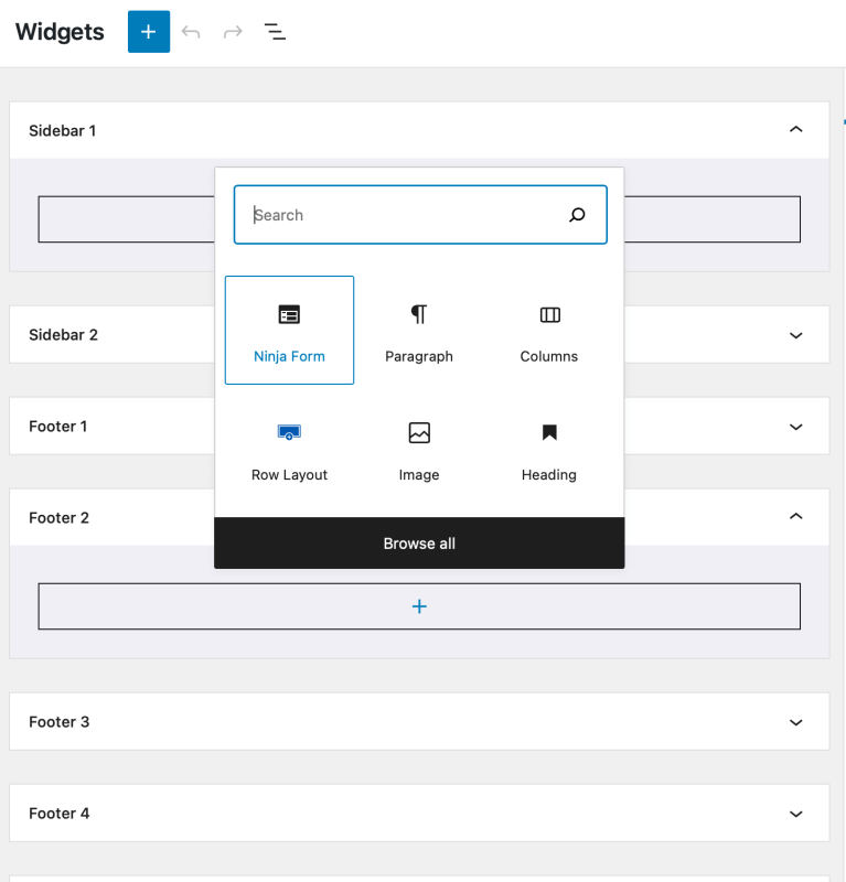 Ninja Forms Widget Block