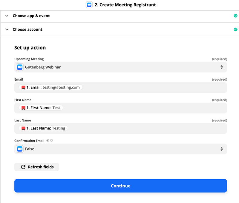 Map your fields in Zapier