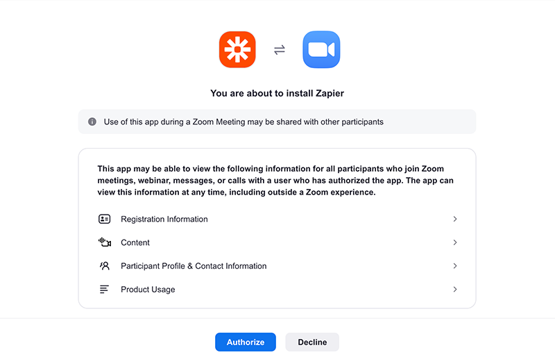 Add Zapier to your Zoom Account