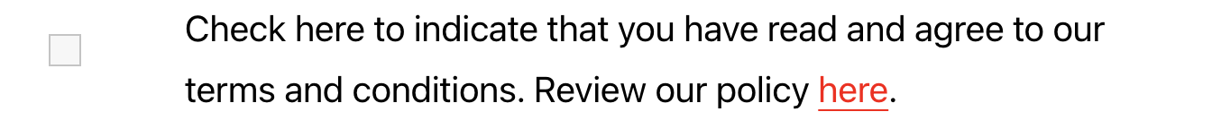 Terms and conditions checkbox