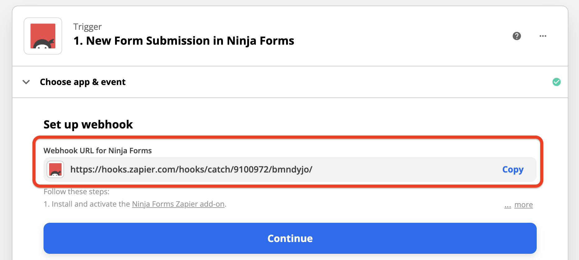 Ninja Forms Zapier Connection