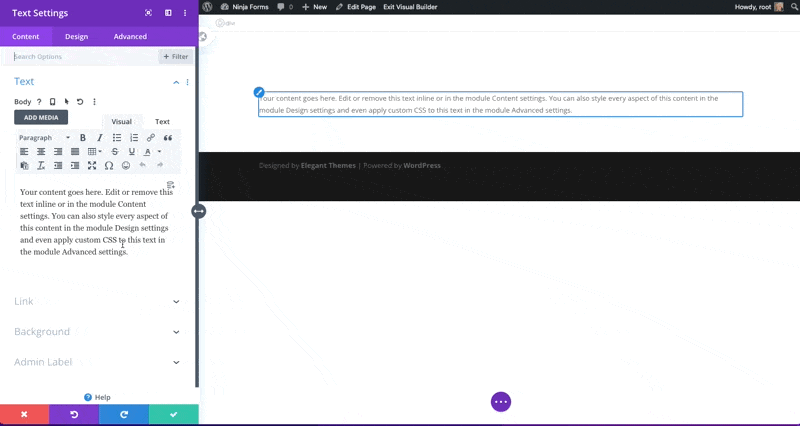 Adding shortcode to Divi text module 