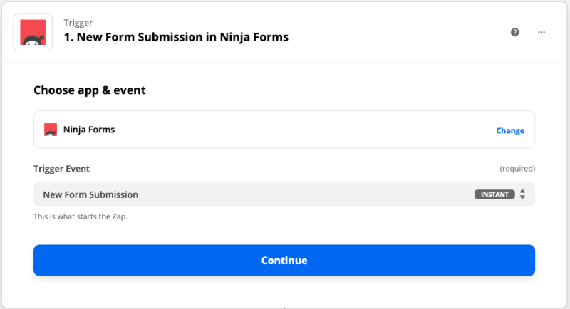 Zapier trigger for New form Submission in Ninja Forms