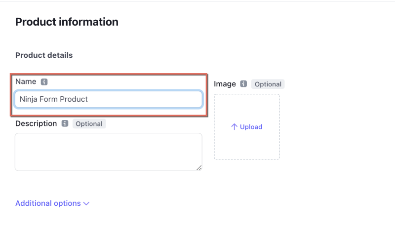 Entering the Name for your Stripe subscription product