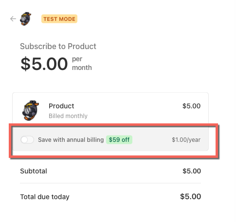 Stripe checkout page with the upsell added