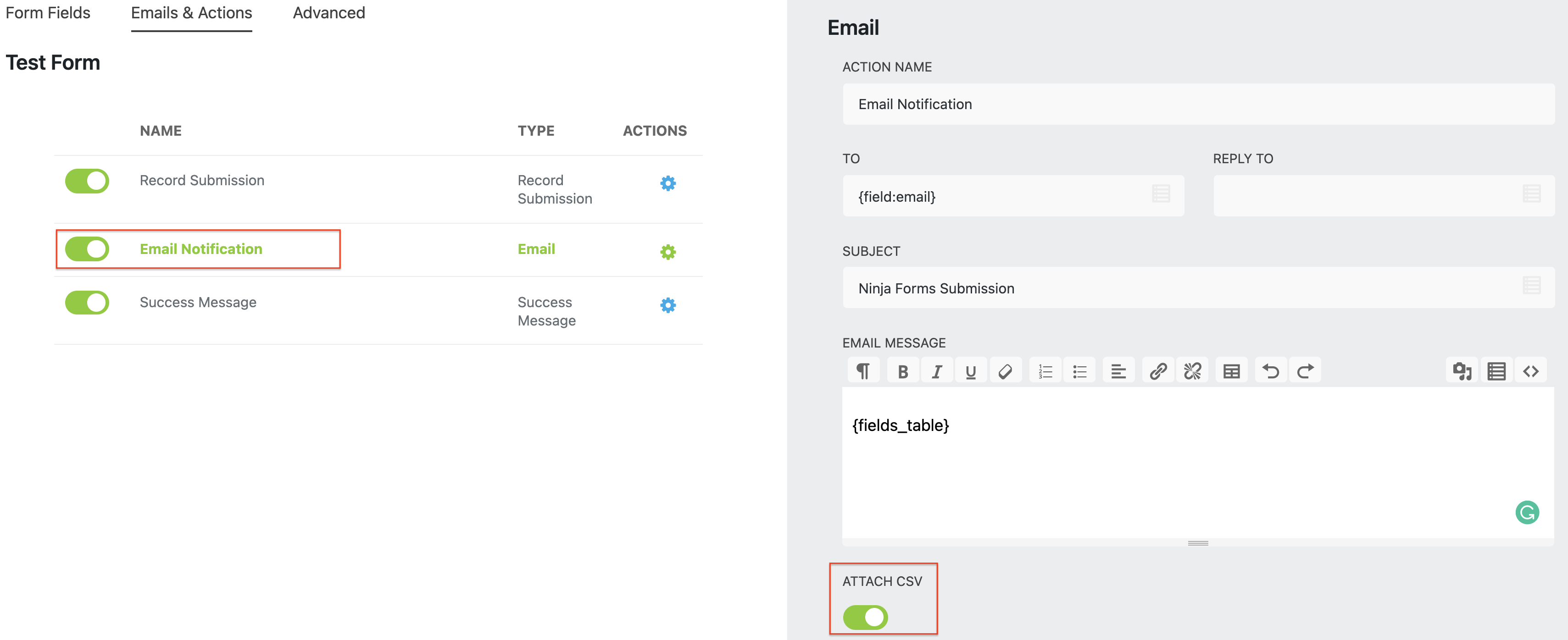 print csv submissions ninja forms
