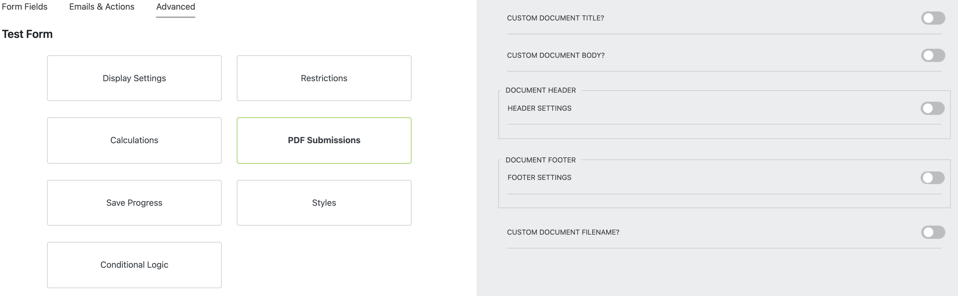 pdf form submissions