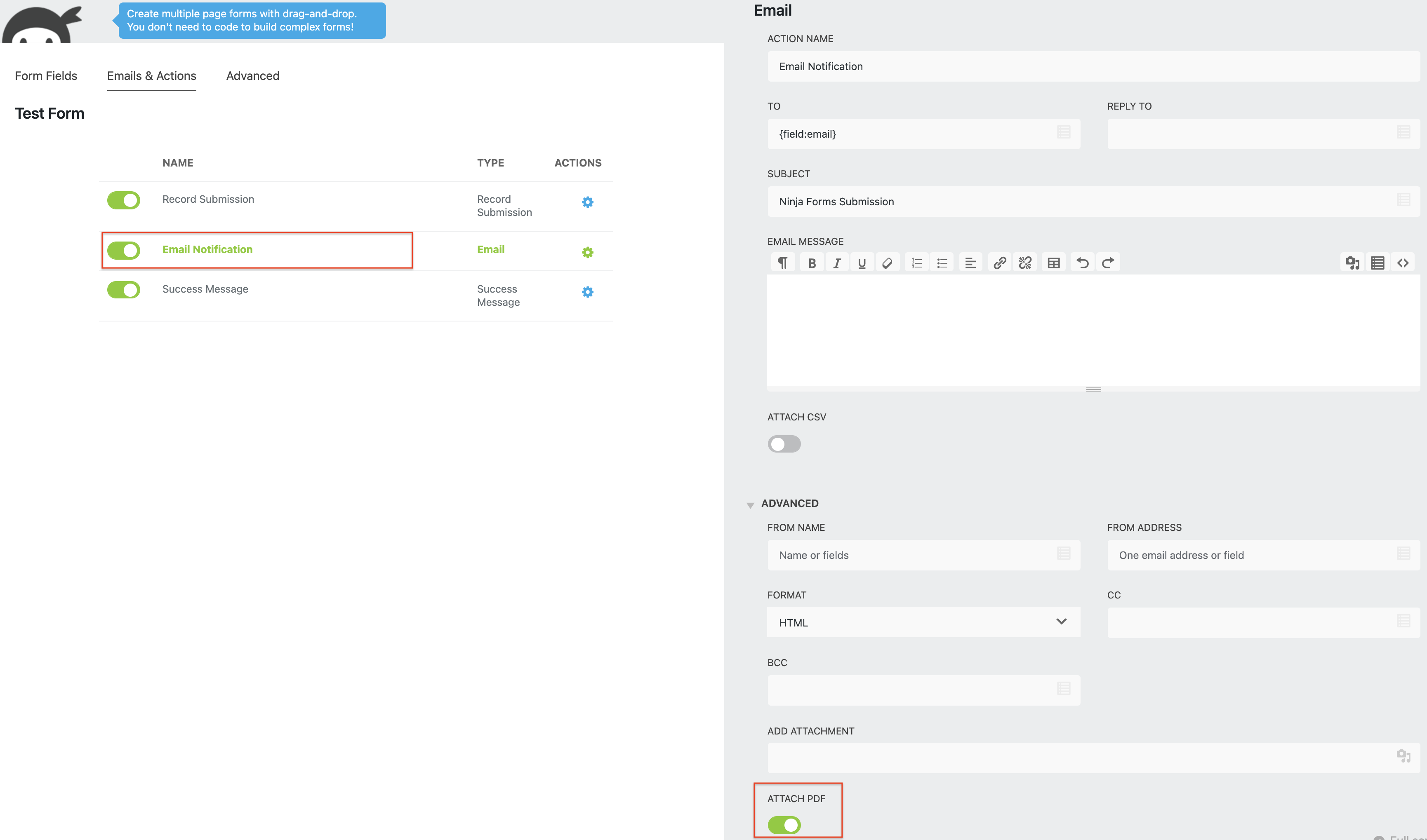 attaching pdf to the email