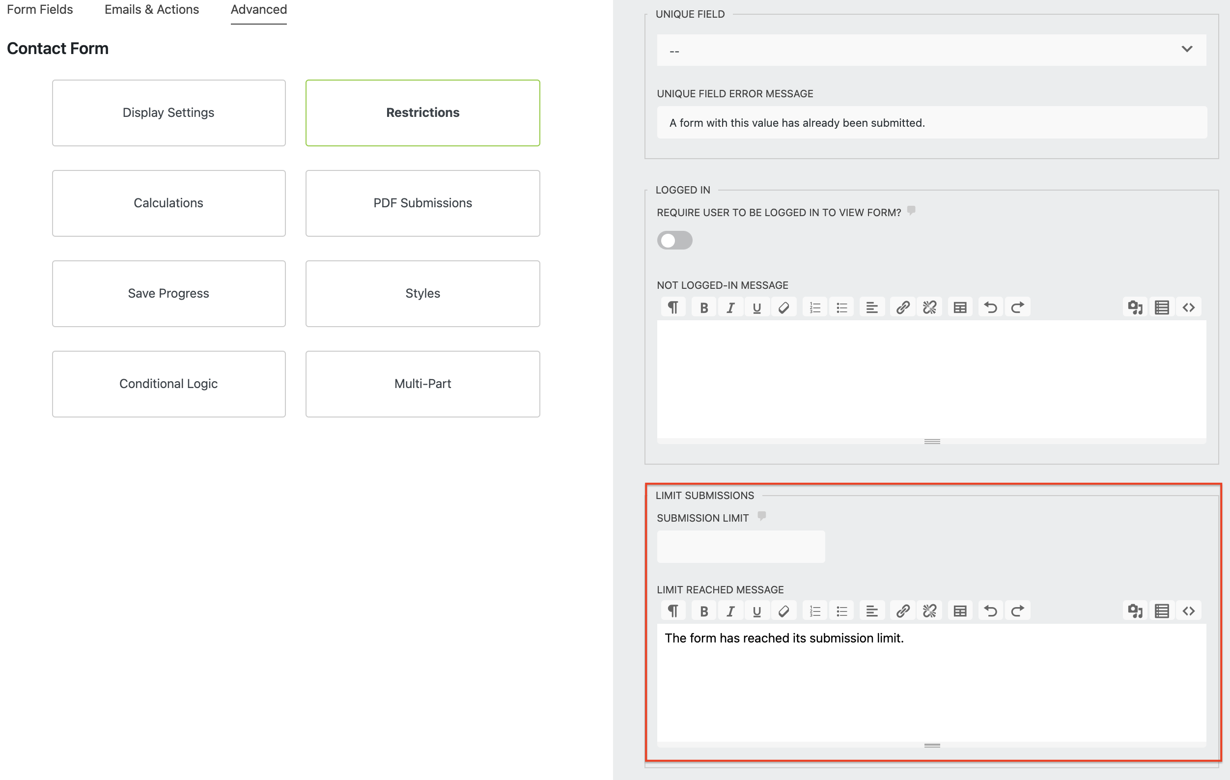 limit number of submissions