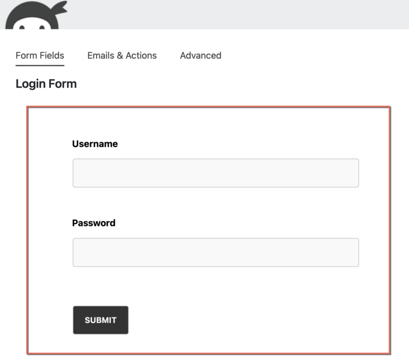 Generated Login Form Fields