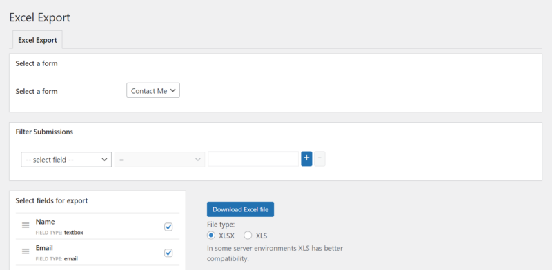 Export Submissions to Excel