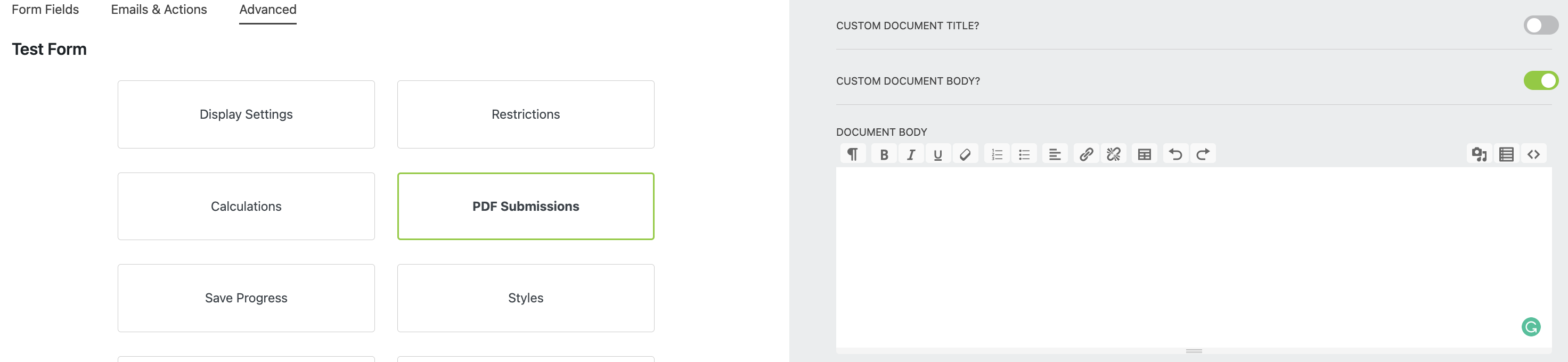 customize pdf body