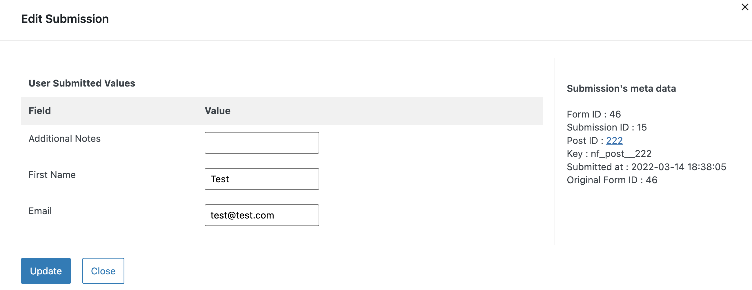 Edit Submission Notes