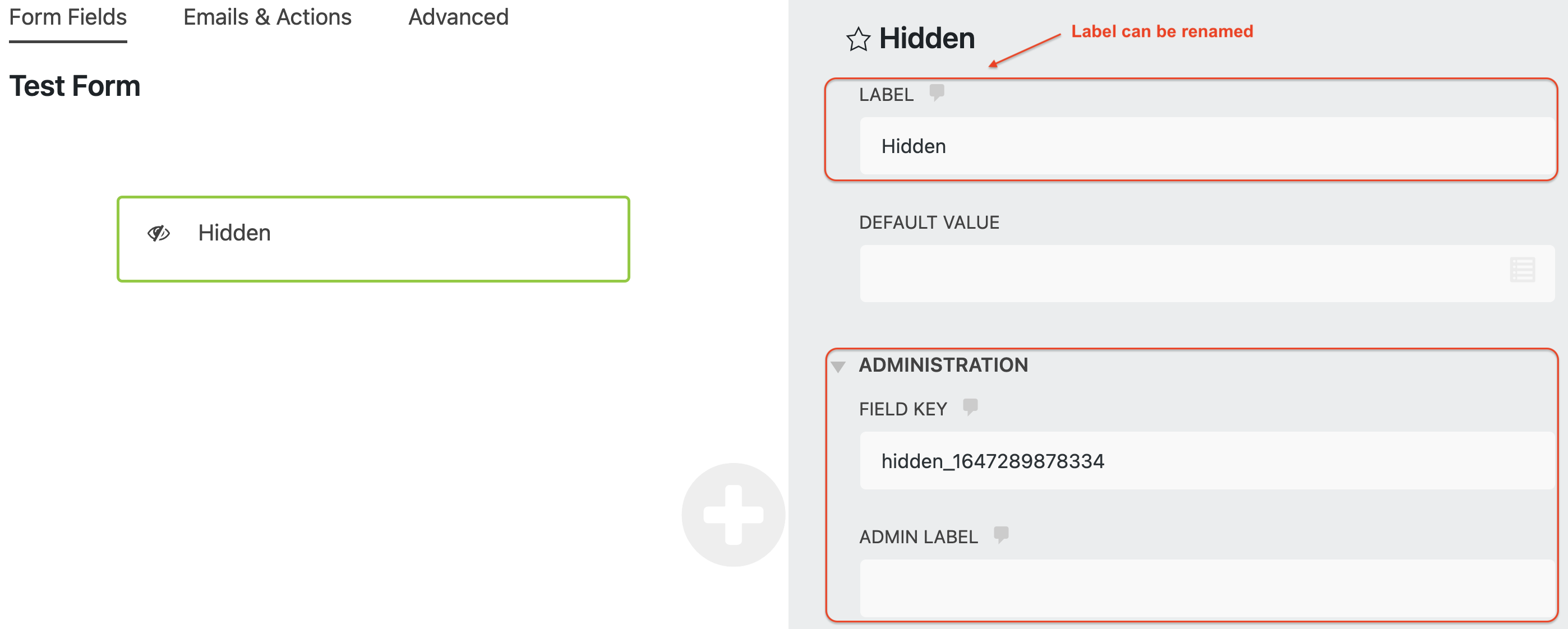 hidden field in wordpress