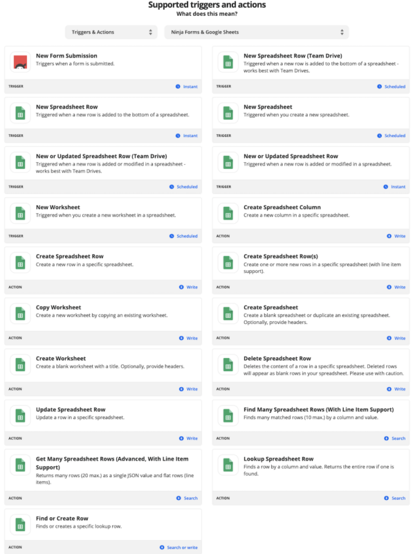 send submissions to google sheets