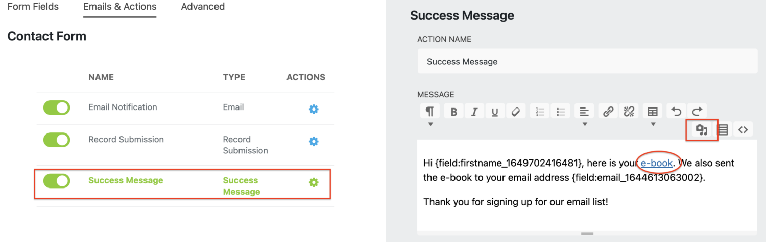 allow gated content with success message
