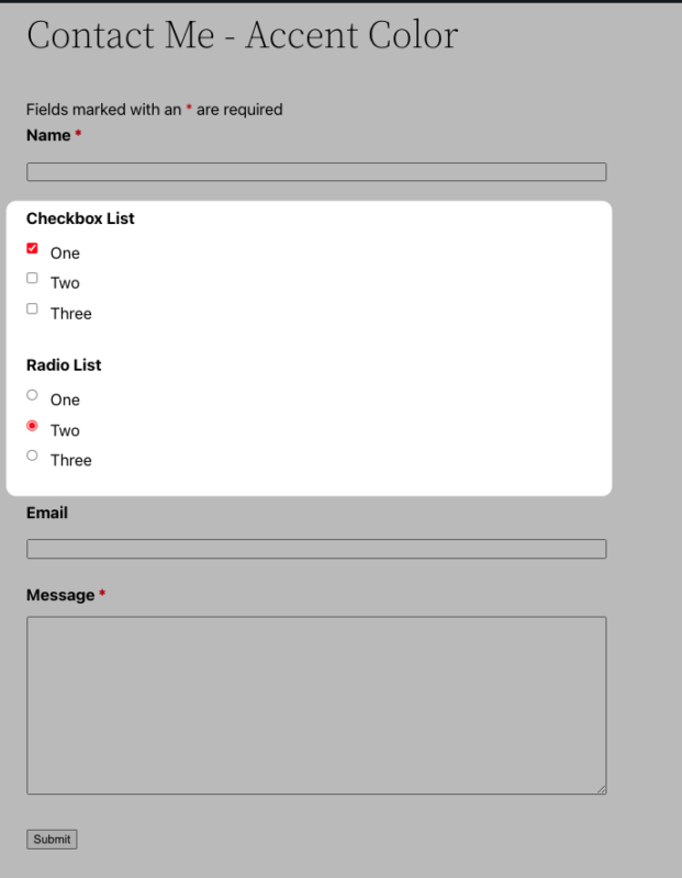 accent-color added to Checkbox and Radio field