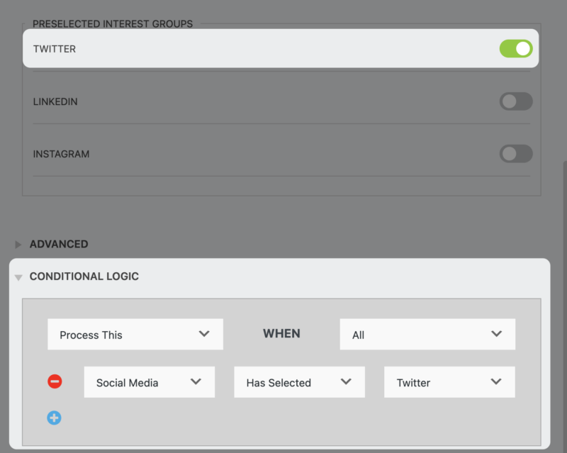 Mailchimp Interest Group chosen via Conditional Logic
