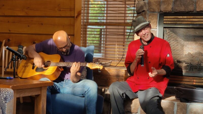 Stuart and Chef Jeremy serenading the team