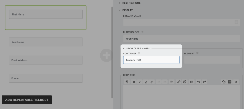 Two Column Helper Class