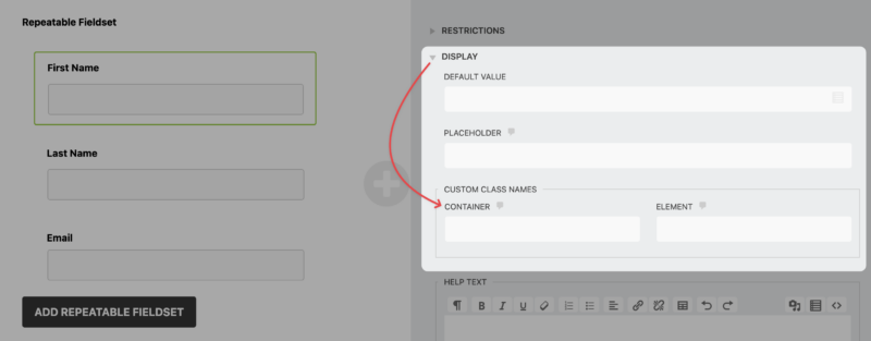 Custom Class Names Container for Repeatable Fieldset