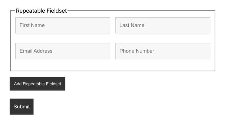 Two-column layout repeating fields